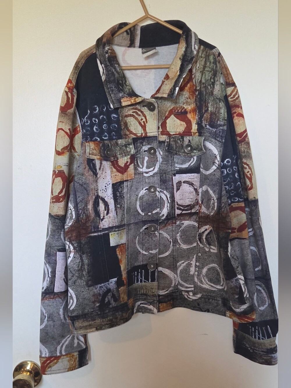 SIMPLY ART BY DOLCEZZA Abstract Hip Art Deco Stretch Jacket - Size XL